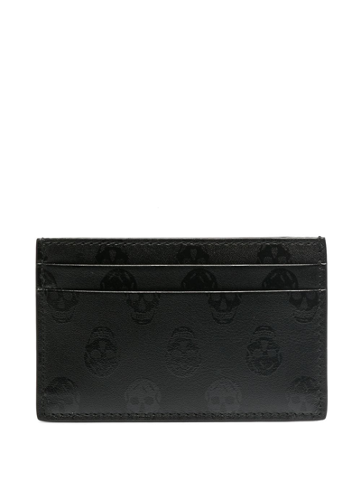 Shop Alexander Mcqueen Leather Logo Card Holder In Black