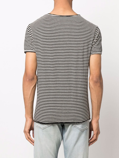 Shop Saint Laurent Cotton Striped T-shirt In Black