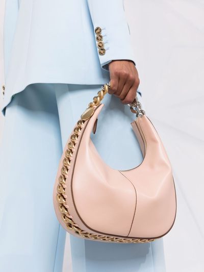 Shop Stella Mccartney Frayme Zipit Small Shoulder Bag In Pink
