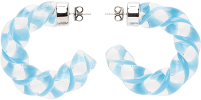 Shop Bottega Veneta Blue Glass Twist Earrings In 4632 Blaster
