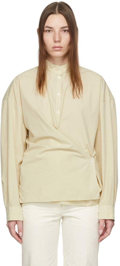 Shop Lemaire Beige Officer Collar Twisted Shirt In 605 Freestone