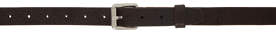 Shop Lemaire Brown Reversed Thin Belt In 449 Dark Brown
