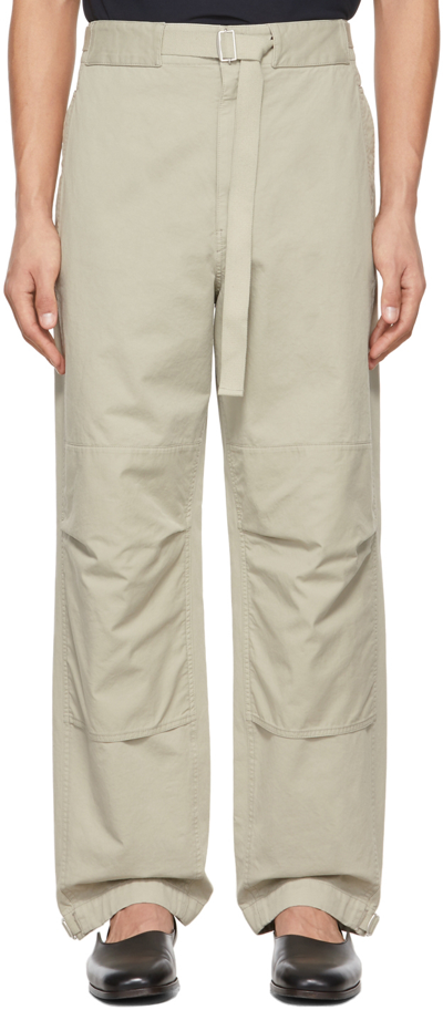Shop Lemaire Beige Utility Trousers In 910 Abbey Stone