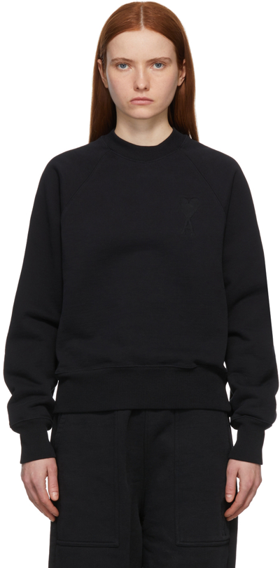 Shop Ami Alexandre Mattiussi Black Ami De Cœur Sweatshirt In 001 Black
