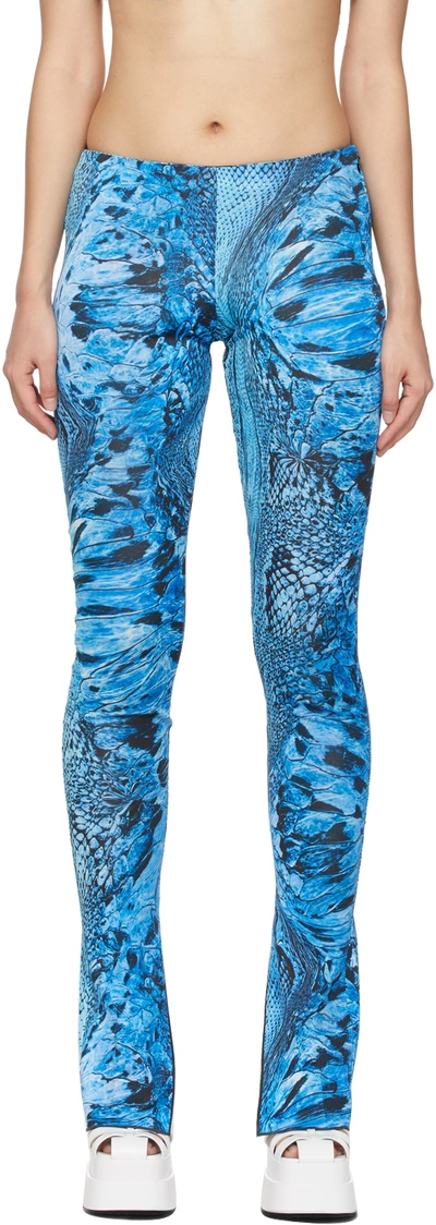 Blumarine Blue Snake Leggings In M6839 Brillant Blue/
