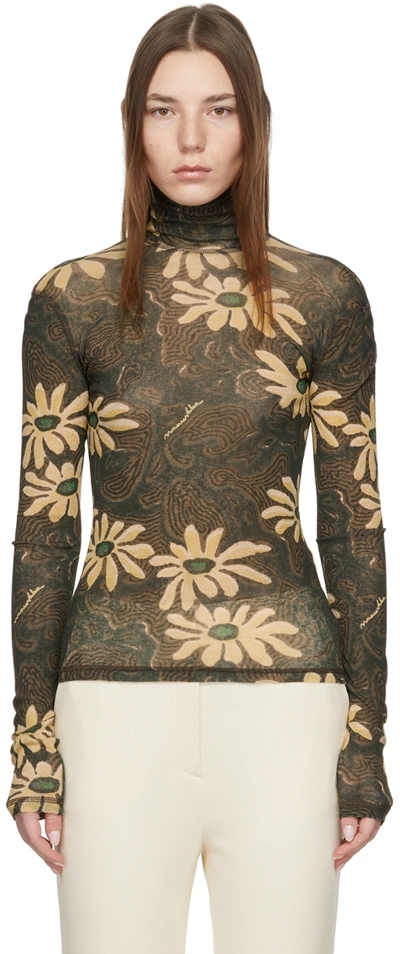 Nanushka Harri Floral Print Turtleneck Top In Arte Povera Floral B