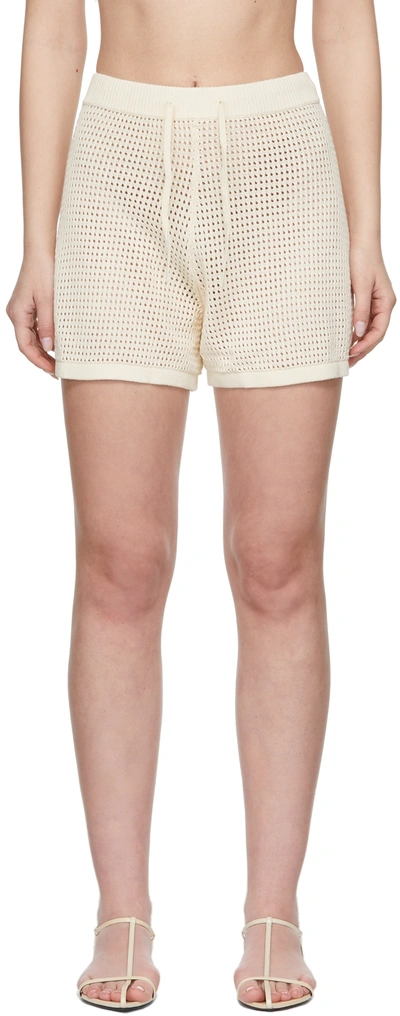 Nanushka Off-white Crocheted Fico Shorts In Creme