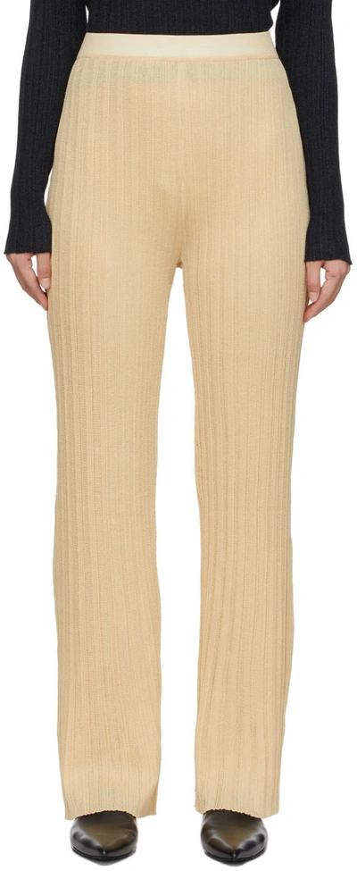 Drae Yellow Rib Glitter Trousers In Yellow