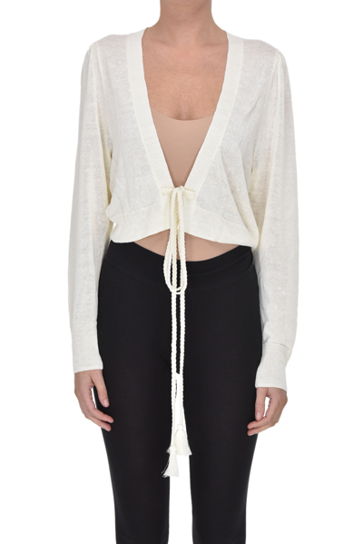 Shop Vanessa Bruno Linen-blend Cardigan In Cream