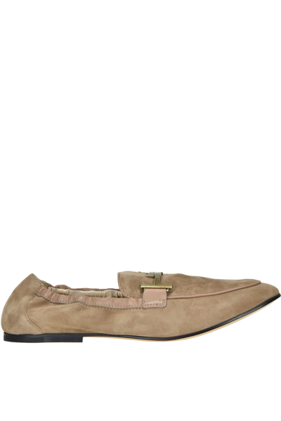 Shop Tod's Suede Loafers In Dove-grey