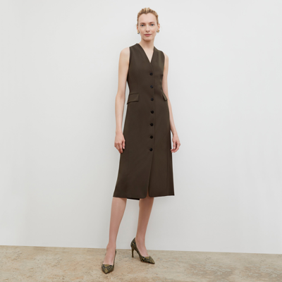 M.m.lafleur The Cassandra Front Button Origamitech Dress In Olive