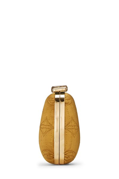 Pre-owned Louis Vuitton Gold Satin Monogram Motard Minaudiere