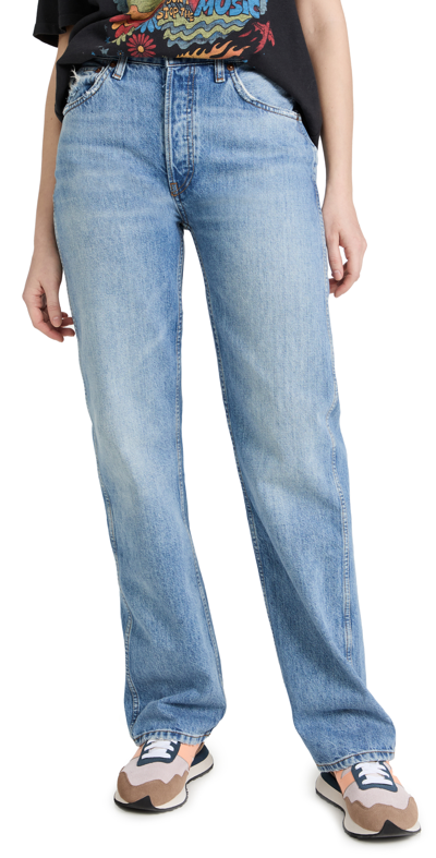 Shop Re/done 90s High Rise Loose Jeans In Worn Blue