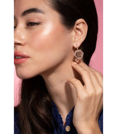 Shop Walters Faith Bell Diamond And Rock Crystal Hexagon Drop Earrings In Rosegold