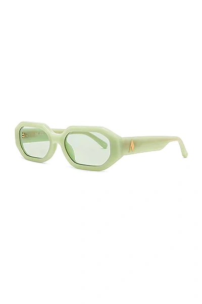 Shop Attico Irene Sunglasses In Mint & Yellow Gold