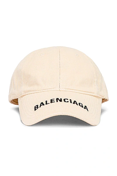 Shop Balenciaga Logo Hat In Chalky White & Black