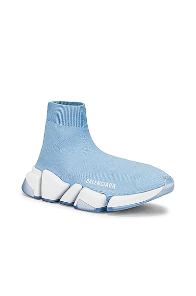 Shop Balenciaga Speed 2.0 Lt Sneakers In Blue & White
