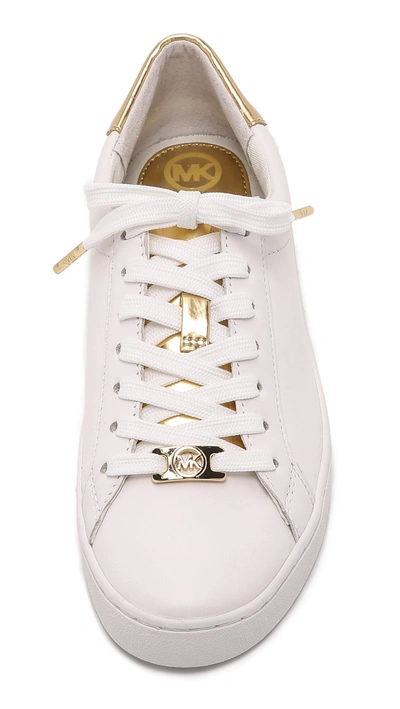 Shop Michael Michael Kors Irving Sneakers In Optic/pale Gold