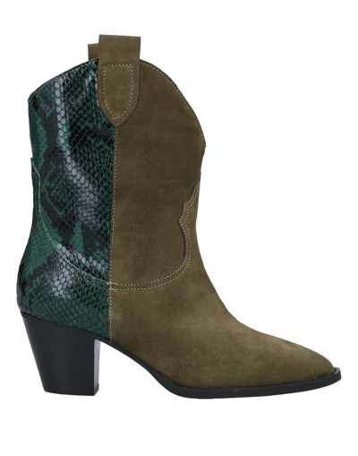 Shop Fiorifrancesi Woman Ankle Boots Military Green Size 8 Soft Leather