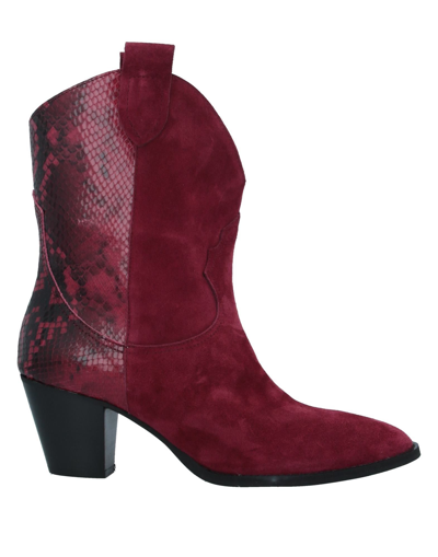 Shop Fiorifrancesi Woman Ankle Boots Burgundy Size 6 Soft Leather In Red