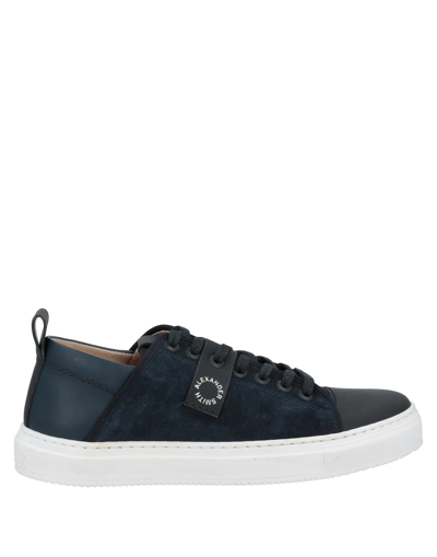 Shop Alexander Smith Man Sneakers Midnight Blue Size 7 Soft Leather, Textile Fibers In Dark Blue