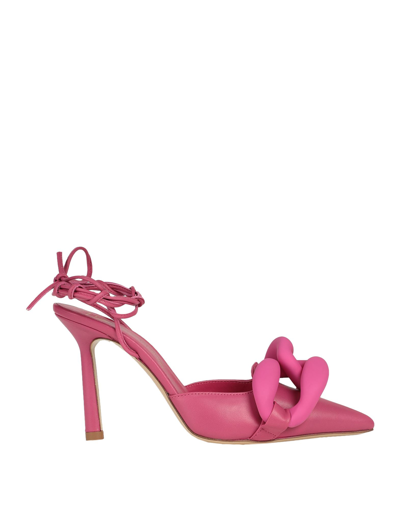 Shop Giampaolo Viozzi Sandal Woman Pumps Fuchsia Size 8 Soft Leather In Pink