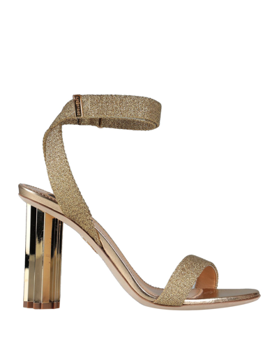 Shop Dsquared2 Woman Sandals Gold Size 8 Textile Fibers