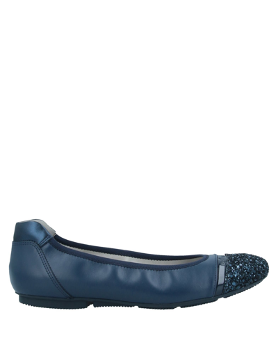 Shop Hogan Woman Ballet Flats Midnight Blue Size 4.5 Soft Leather