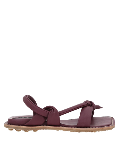 Shop Malloni Woman Sandals Purple Size 11 Soft Leather