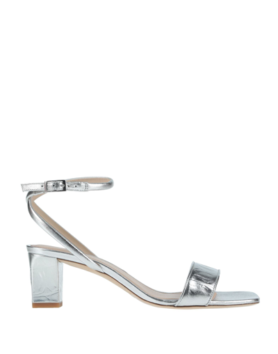 Shop Sandro Woman Sandals Silver Size 7.5 Soft Leather