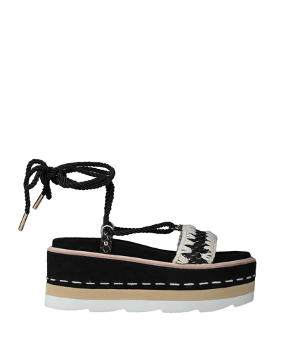 Shop Mou Woman Sandals Black Size 10 Textile Fibers, Soft Leather