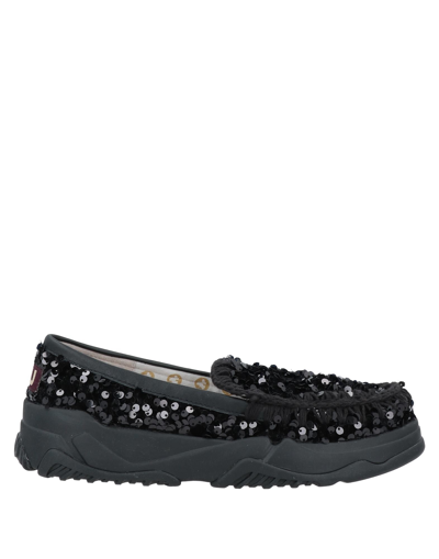 Shop Mou Woman Loafers Black Size 9 Textile Fibers