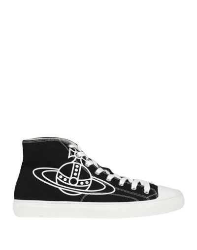 Shop Vivienne Westwood Plimsoll High Top Canvas Man Sneakers Black Size 9 Textile Fibers