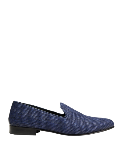 Shop 8 By Yoox Raffia Slipper Man Loafers Midnight Blue Size 9 Natural Raffia, Textile Fibers, Soft Leath