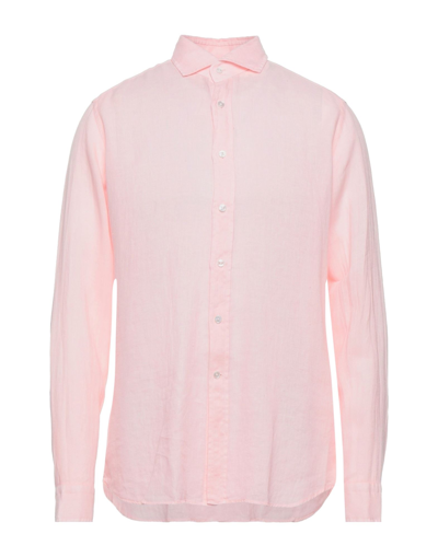 Shop Bagutta Man Shirt Light Pink Size 17 Linen