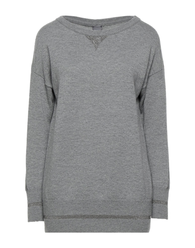 Shop Lorena Antoniazzi Woman Sweater Lead Size 2 Virgin Wool, Cashmere, Nylon, Metal In Grey