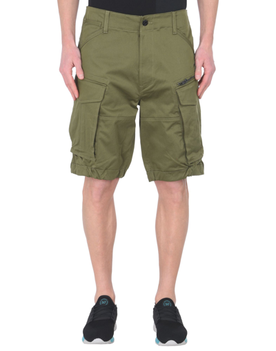Shop G-star Raw Man Shorts & Bermuda Shorts Military Green Size 27 Cotton, Elastane