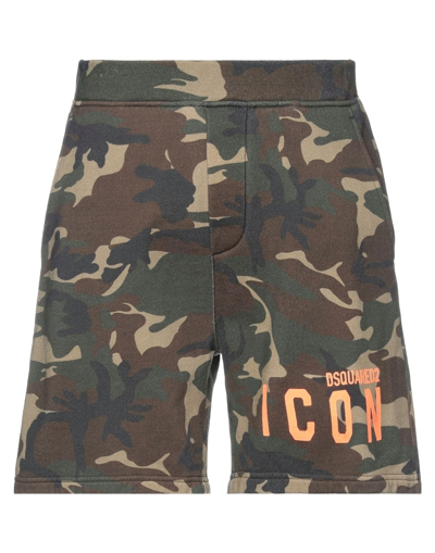 Shop Dsquared2 Man Shorts & Bermuda Shorts Military Green Size L Cotton, Elastane