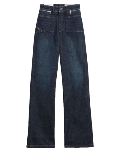Shop Diesel Woman Jeans Blue Size 25w-32l Cotton, Elastane, Bovine Leather