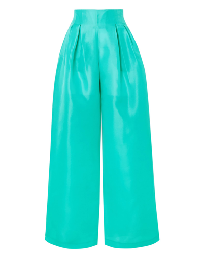 Shop Christopher John Rogers Woman Pants Turquoise Size 8 Silk In Blue