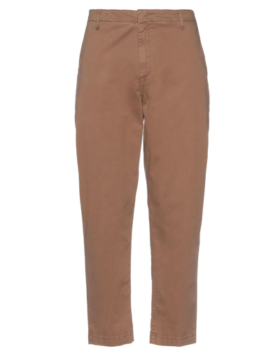 Shop Dondup Man Pants Brown Size 34 Cotton, Elastane