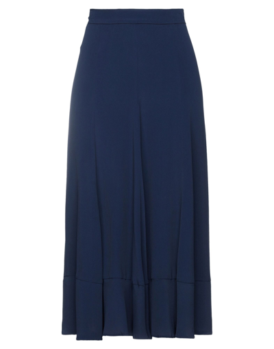 Shop Semicouture Woman Midi Skirt Midnight Blue Size 6 Acetate, Silk