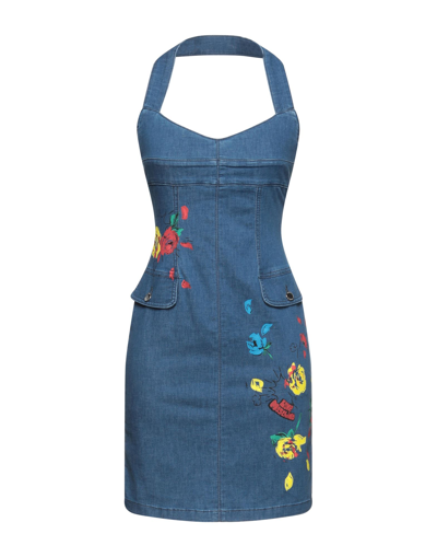 Shop Love Moschino Woman Mini Dress Blue Size 4 Cotton, Polyester, Elastane