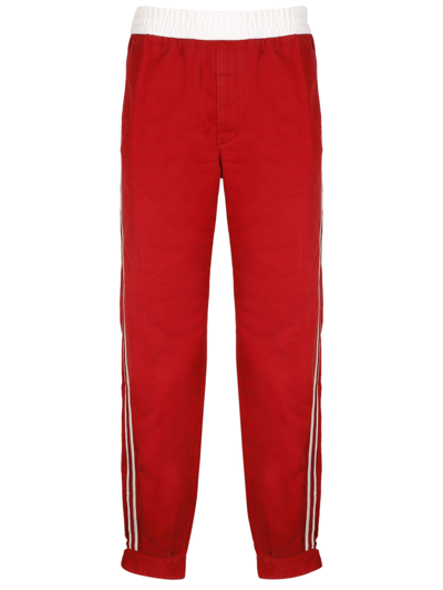 Shop Gucci Buckles Gabardine Pants In Red