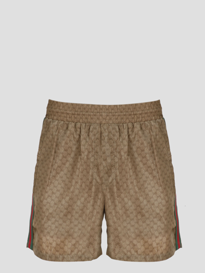 Shop Gucci Gg Swimshorts In Brown