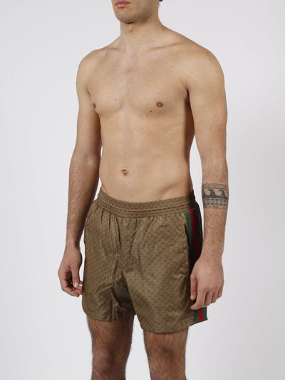 Shop Gucci Gg Swimshorts In Brown