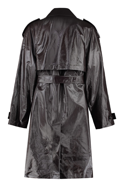 Shop Bottega Veneta Double-breasted Trench Coat In Black