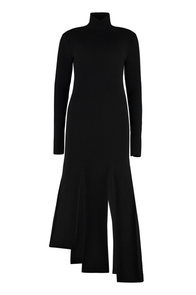 Shop Bottega Veneta Ribbed Knit Dress In Black