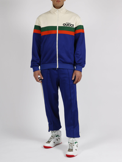 Gucci Cotton Blend Logo Track Jacket In Multicolor | ModeSens
