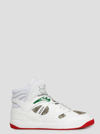Shop Gucci Basket Hicht Top Sneakers In White